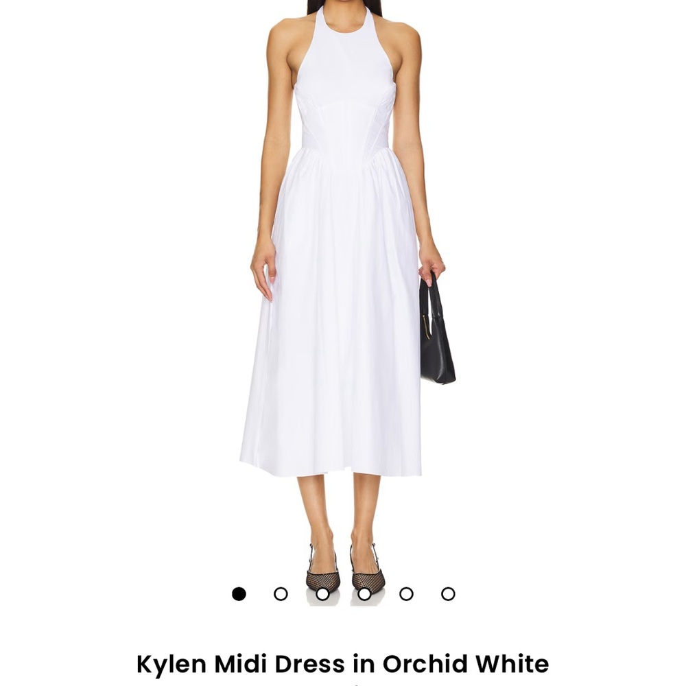 Bardot White Halter A-Line Midi Dress